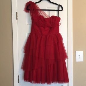 red ruffled formal dress